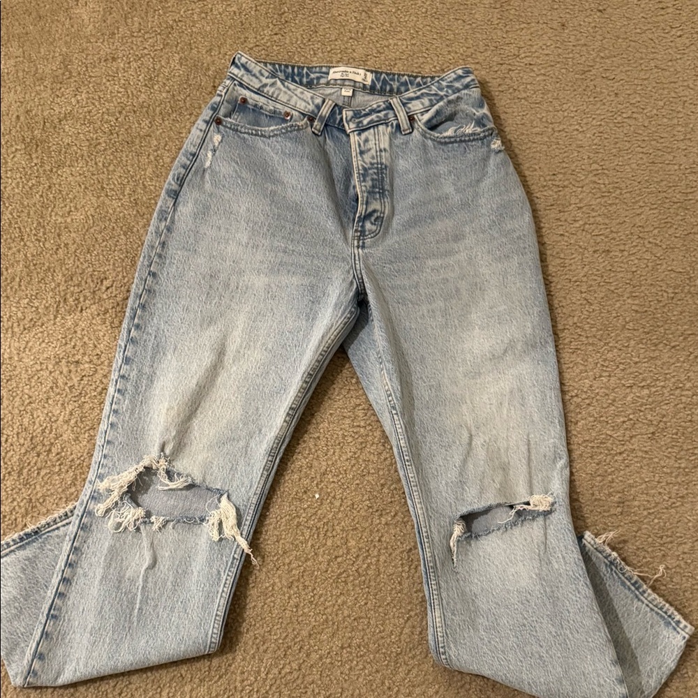 Abercrombie ultra high rise ripped jeans